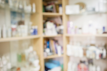 blurry medicine cabinet and store medicine and pharmacy drugstore for backgroundの写真素材