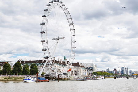 LONDON - AUGUST 19, 2017: London Eye or Millenium Wheel on South Bank of River Thames in London Englandのeditorial素材