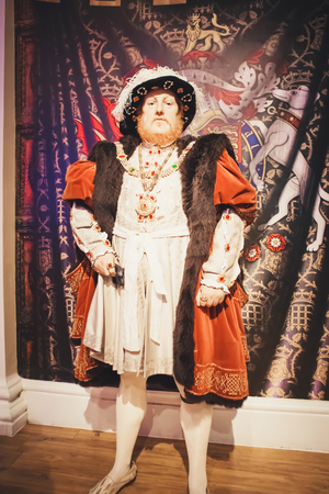 London, United Kingdom - August 24, 2017: Henry VIII (1491-1547) King of England (1509-1547)in Madame Tussauds wax museum in Londonのeditorial素材