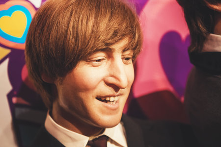 London, United Kingdom - August 24, 2017: John Lennon and The Beatles in Madame Tussauds of Londonのeditorial素材