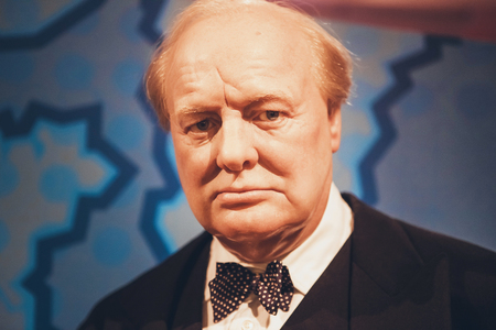 London, United Kingdom - August 24, 2017: Sir Winston Leonard Spencer-Churchill ( Winston Churchill ) in Madame Tussauds wax museum in Londonのeditorial素材