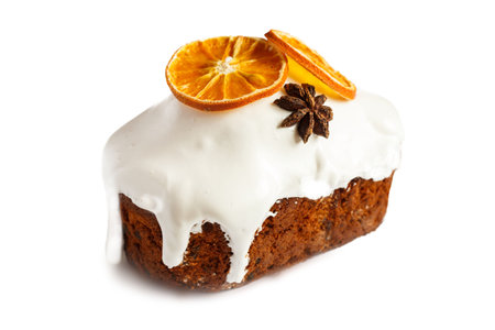 Christmas cake. Fruit cake isolaten on white background
