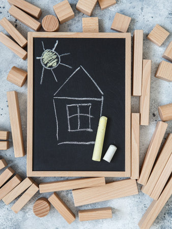 Wooden Toy Construction with ecologically wooden blocks manufactured from sustainable timbers. Wood...