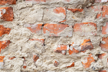 Wall with red bricks. old brick wall background. grunge brick background texture
