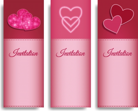 invitation pink cards with hearts - vector illustrationのイラスト素材