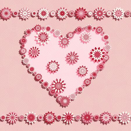 Pink seamless pattern with flowers heart のイラスト素材