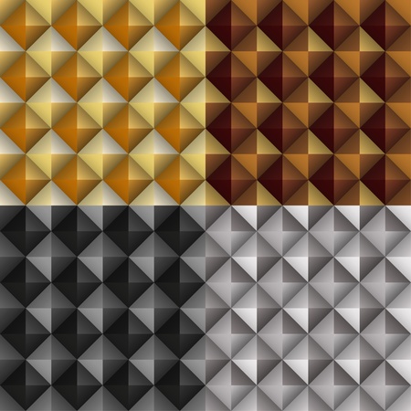 Geometric metallic seamless patterns set - vector illustrationのイラスト素材