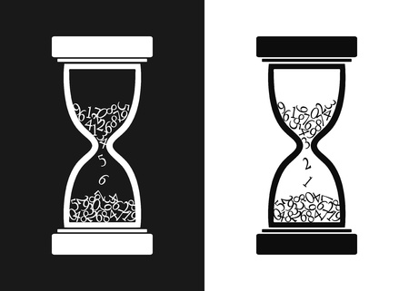 Stylized black and white hourglass - vector illustrationのイラスト素材