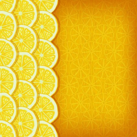 yellow background with lemon slices - vector illustrationのイラスト素材