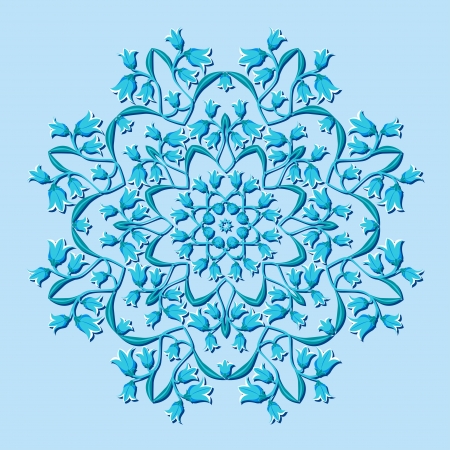 circular pattern with blue flowers - vector illustrationのイラスト素材
