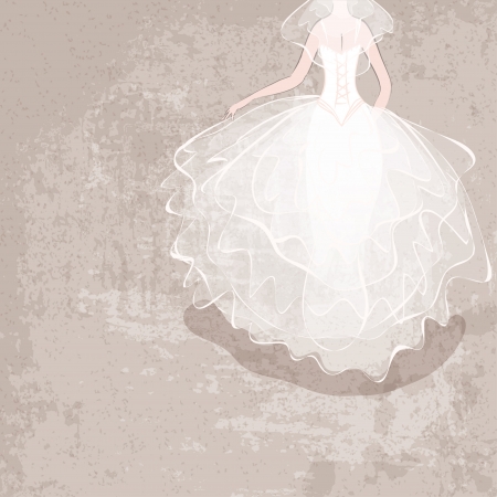 bride in wedding dress on grungy background - vector illustrationのイラスト素材