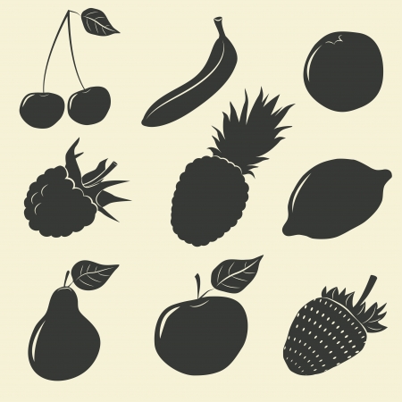 Fruits and berries icons - vector illustrationのイラスト素材