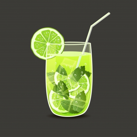 drink in glass with straw - vector illustrationのイラスト素材