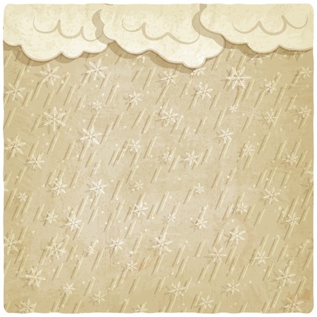 Vintage background with falling snow - vector illustrationのイラスト素材
