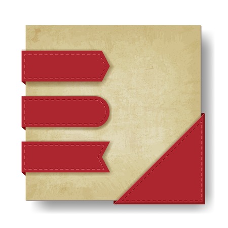 old paper background with red ribbons and corner - vector illustrationのイラスト素材