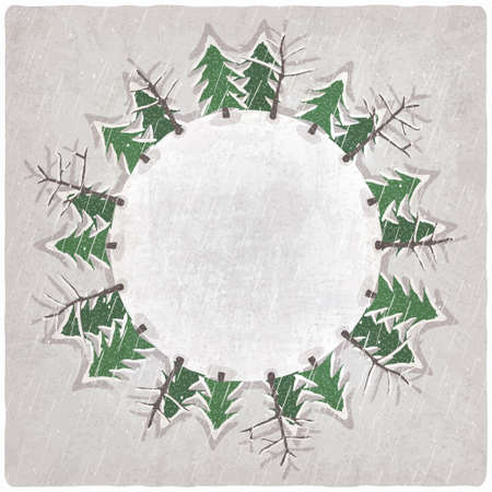 Christmas background with snow-covered trees - vector illustrationのイラスト素材