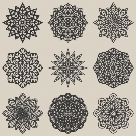circular floral pattern set - vector illustrationのイラスト素材