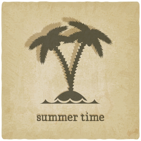 old background with palm tree - vector illustrationのイラスト素材