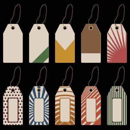 set of tags with geometrical pattern  - vector illustrationのイラスト素材