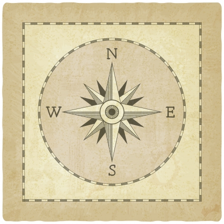 Wind rose on old background - vector illustrationのイラスト素材