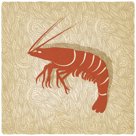 shrimp old background illustrationのイラスト素材