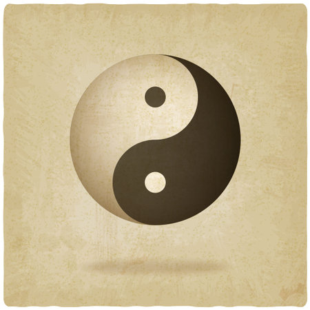 Yin yang old background - vector illustrationのイラスト素材