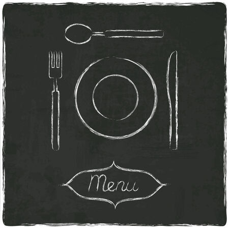 menu on old black board - vector illustrationのイラスト素材