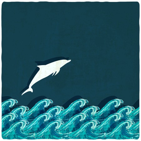 dolphin marine background - vector illustrationのイラスト素材