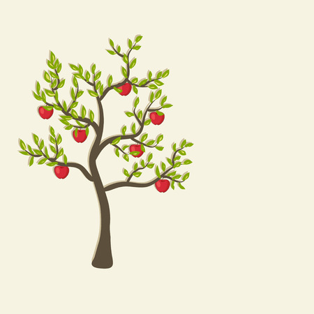 red apple tree background - vector illustration  eps 10のイラスト素材