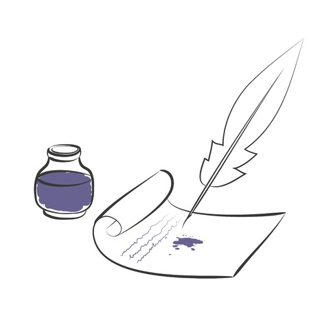 inkwell pen paper   のイラスト素材