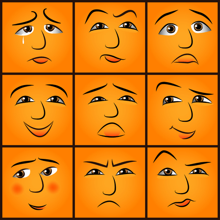 cartoon emotions set - vector illustration    のイラスト素材