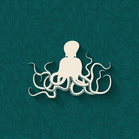 octopus marine background - vector illustration. のイラスト素材
