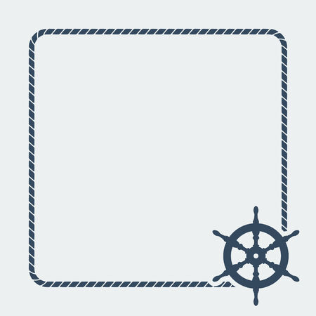 marine background with steering wheel- vector illustration. のイラスト素材