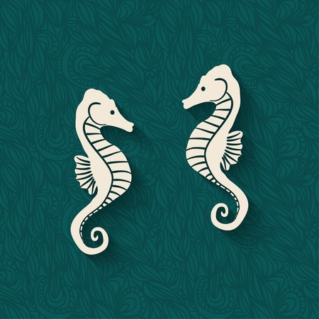 seahorse marine background - vector illustration. のイラスト素材
