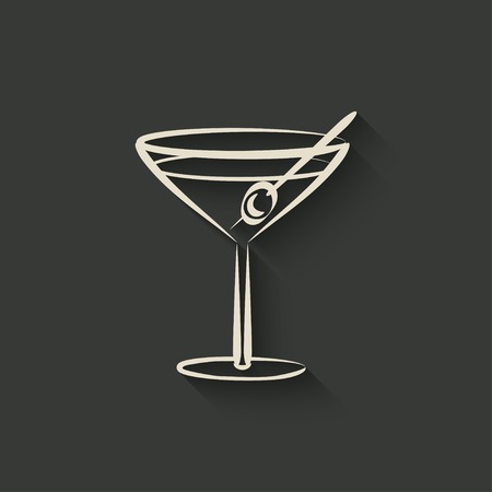 cocktail with olives - vector illustration. のイラスト素材