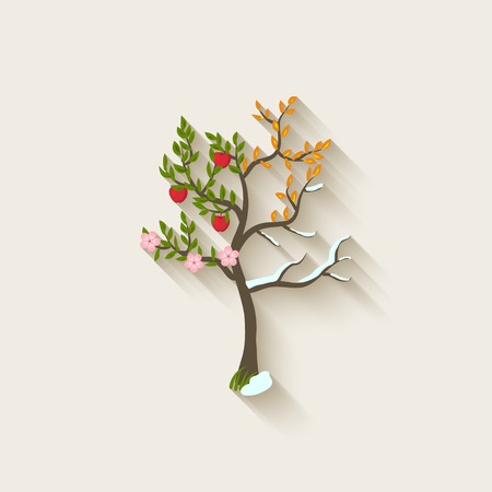 four seasons trees - vector illustration.のイラスト素材