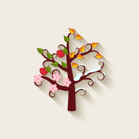 four seasons trees - vector illustration. のイラスト素材