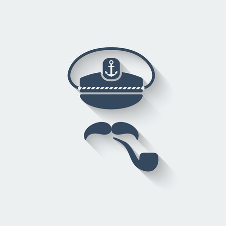 Captain mustache pipe design elementのイラスト素材