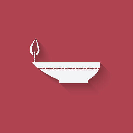 oil lamp red backgroundのイラスト素材