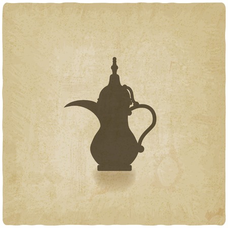 Arabic coffee pot old backgroundのイラスト素材