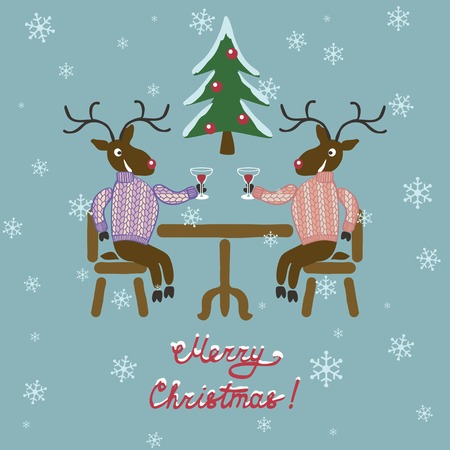 Christmas deer in sweaterのイラスト素材