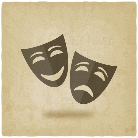comedy and tragedy masks old background - vector illustration. eps 10のイラスト素材