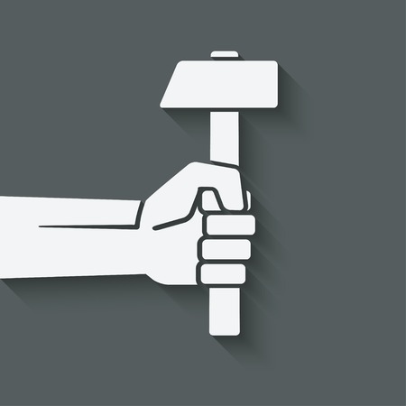 working symbol hand with hammer - vector illustration. eps 10のイラスト素材