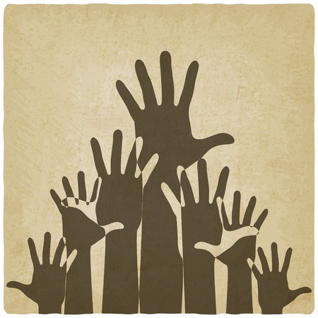 hands up symbol old backgroundのイラスト素材