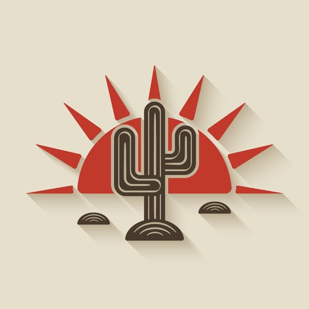 Desert cactus at sunsetのイラスト素材
