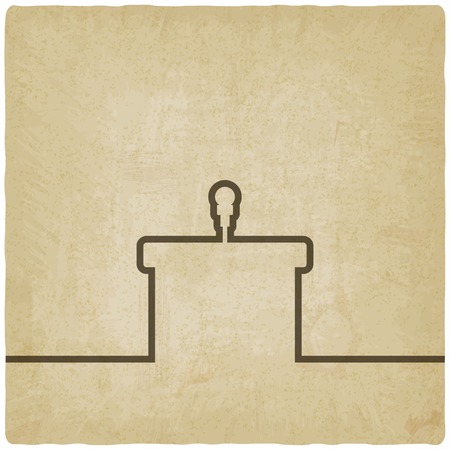 podium with microphone old backgroundのイラスト素材