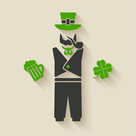 St. Patricks man with beer and shamrockのイラスト素材