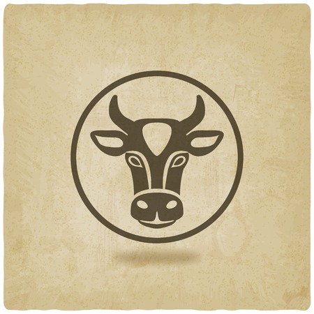 cow head old backgroundのイラスト素材
