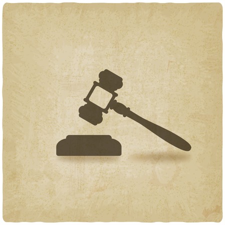 judge or auctioneer hammer old background - vector illustration.のイラスト素材