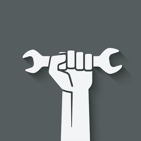 worker hand with wrench symbolのイラスト素材